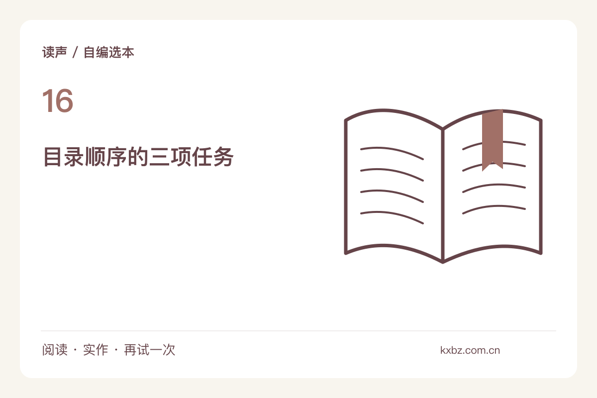 一页目录也能讲故事,调整篇目顺序的练习主题图解